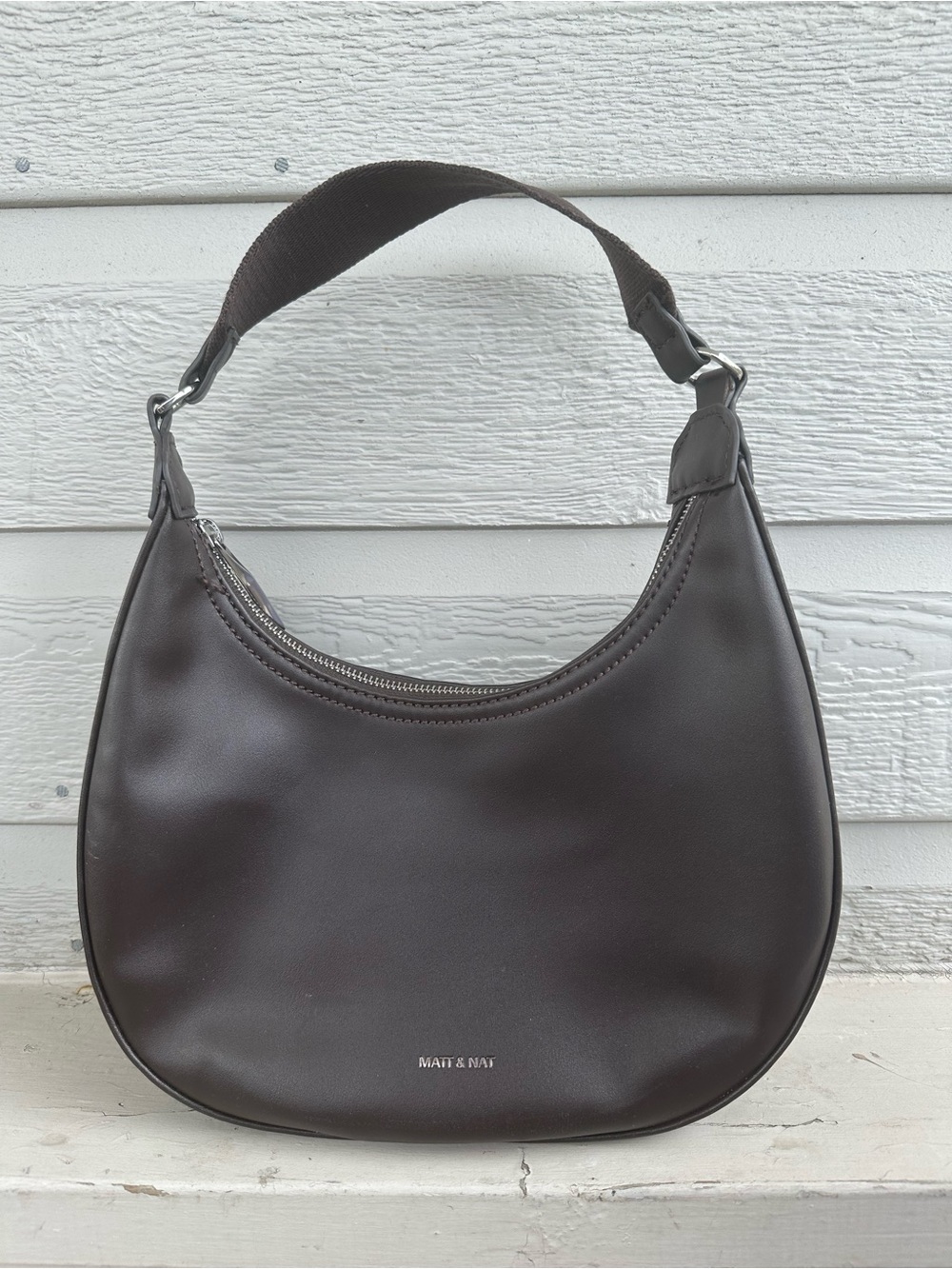 Matt & Nat Dark Brown Crescent Hobo Shoulder Bag - Picture 1 of 1